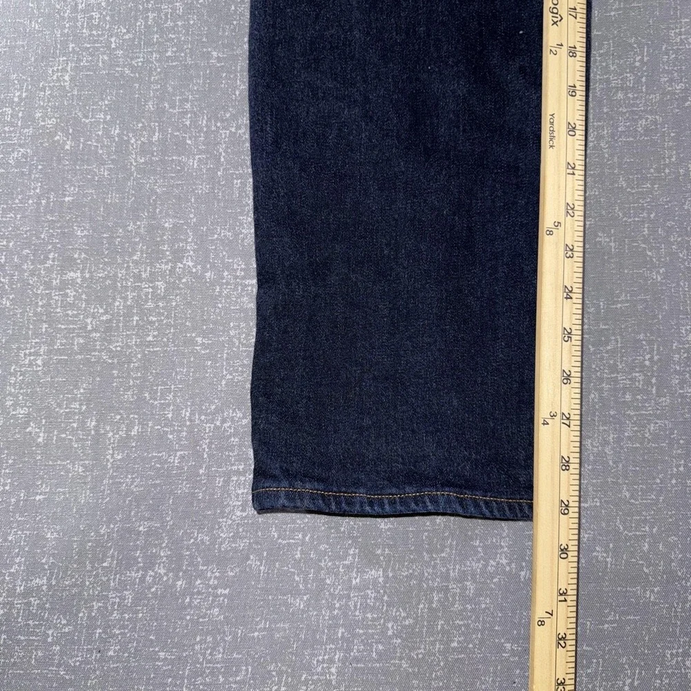 Lands' End Square Rigger Jeans Mens 35x30 Blue Flannel Lined Straight Leg Denim